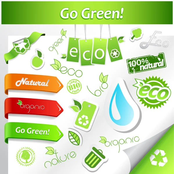 Ensemble d'icônes écologiques vertes. — Image vectorielle