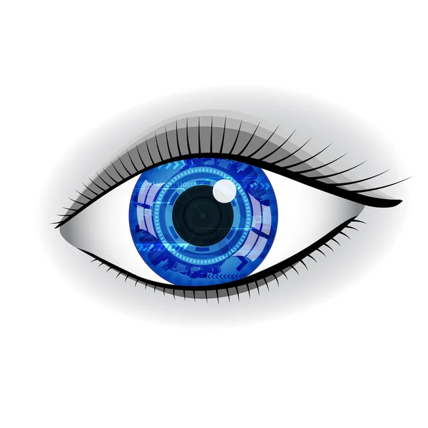 stock vector Human blue technology eye with reflection.