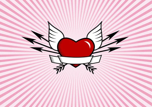 Rotes Herz auf rosa Hintergrund. Vektorkunst. — Stockvektor
