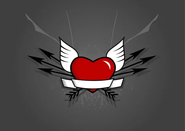 Coeur avec des flèches sur fond gris. Art vectoriel — Image vectorielle