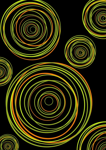 Farbige Kreise auf schwarzem Hintergrund. Vektorkunst. — Stockvektor