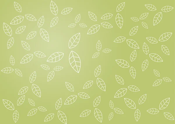 Pattern of leafs on green background. Vector — Stock Vector