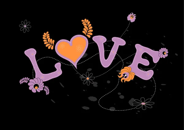 Εικονογράφηση του έρωτα με λουλούδια. διανυσματική τέχνη. — Διανυσματικό Αρχείο