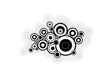 Funky shape formated from circles with grey background. clipart