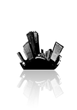 City and sea. Vector art. clipart