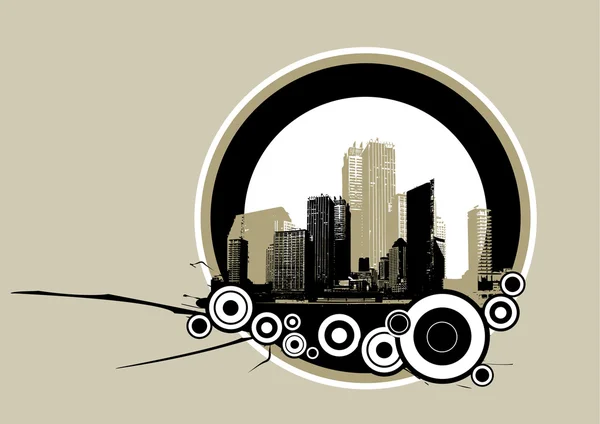 City with circles. — Stock Vector