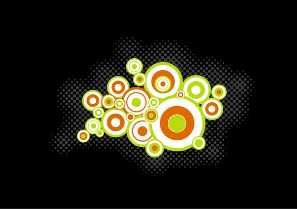 Naranja, círculos verdes. Arte vectorial — Vector de stock