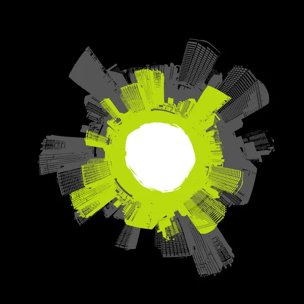 Ville en cercle avec vert. Art vectoriel — Image vectorielle