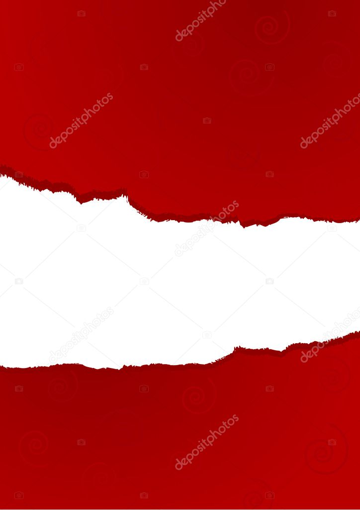 Teared red pattern paper. Vector art