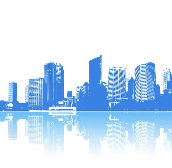 Panorama de la ville avec réflexion. Art vectoriel . — Image vectorielle
