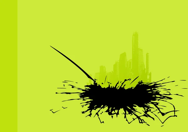 Siyah sıçrama ile yeşil şehir. vektör sanat — Stok Vektör
