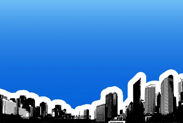 Schwarze Stadt auf blauem Hintergrund. Vektorkunst — Stockvektor