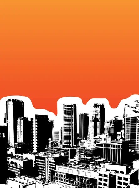 Ville noire sur fond orange. Art vectoriel — Image vectorielle