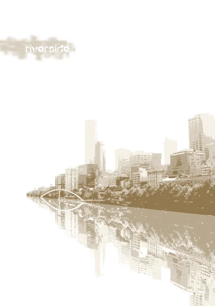 Panorama van de stad met reflectie. vector kunst. — Stockvector