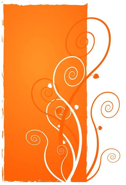 Flores espirales sobre fondo naranja. Vector — Vector de stock