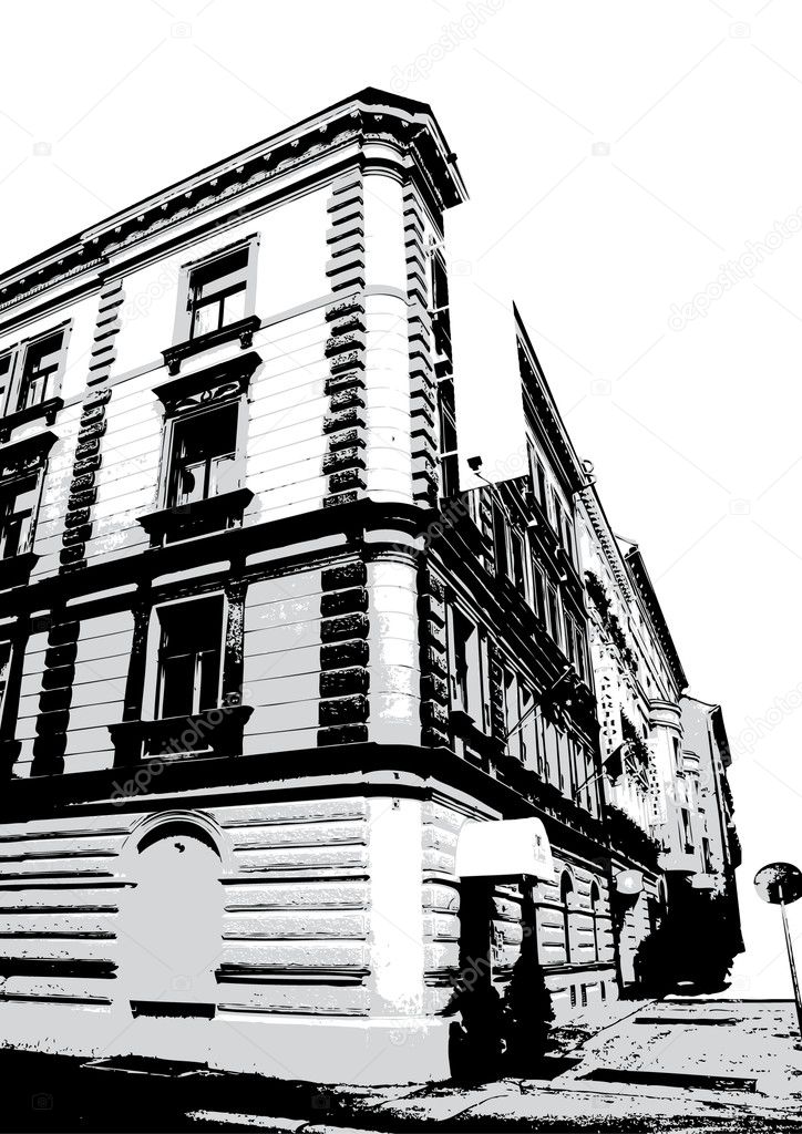 Illustration of an old building. Vector art