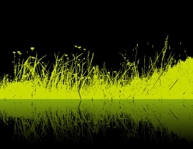 Green grass on black background. Vector clipart