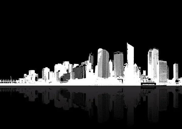White skyscrapers on black background. Vector — Stock Vector