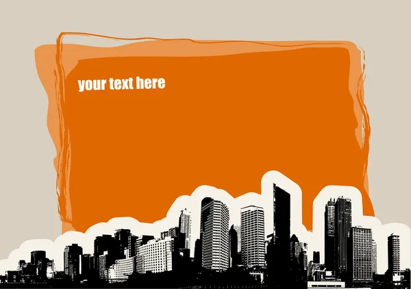 Stadt mit Platz für Text auf hellbraunem Hintergrund. Vektor — Stockvektor