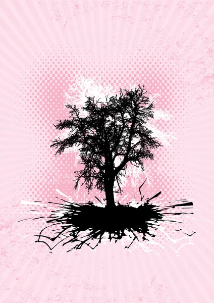 Μαύρο δέντρο με παφλασμό ρίζες. διανυσματική τέχνη — Διανυσματικό Αρχείο