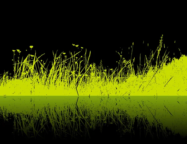 Siyah zemin üzerine yeşil çim. vektör — Stok Vektör