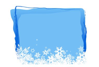 Blue board for text with white snowflakes. Vector clipart