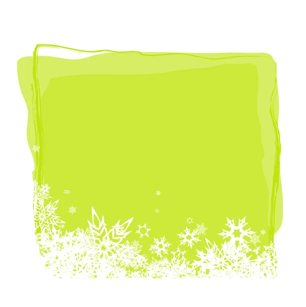 Plateau vert pour texte avec flocons de neige blancs. Vecteur — Image vectorielle