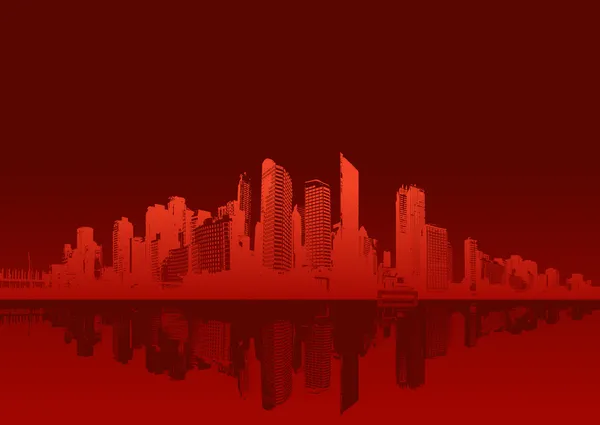 Paisaje urbano sobre fondo rojo. Vector — Vector de stock