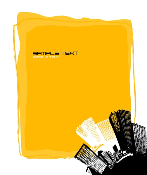 Žluté desky s silueta města v rohu. vektor — Stockový vektor