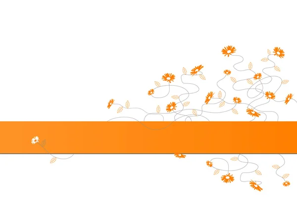 Orangefarbener Streifen mit Blumen. Vektor — Stockvektor