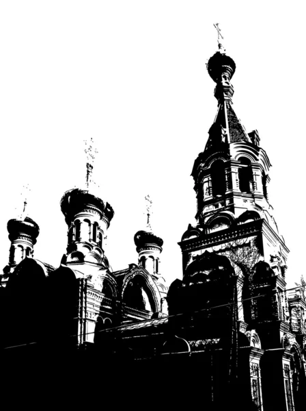 Silhouette de l'église. Art vectoriel — Image vectorielle