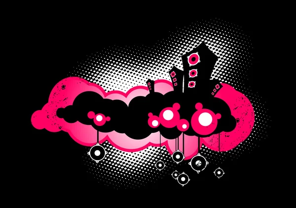 Μαύρο επιπλέουν μεγάφωνα για την ροζ σύννεφο. διάνυσμα — Διανυσματικό Αρχείο