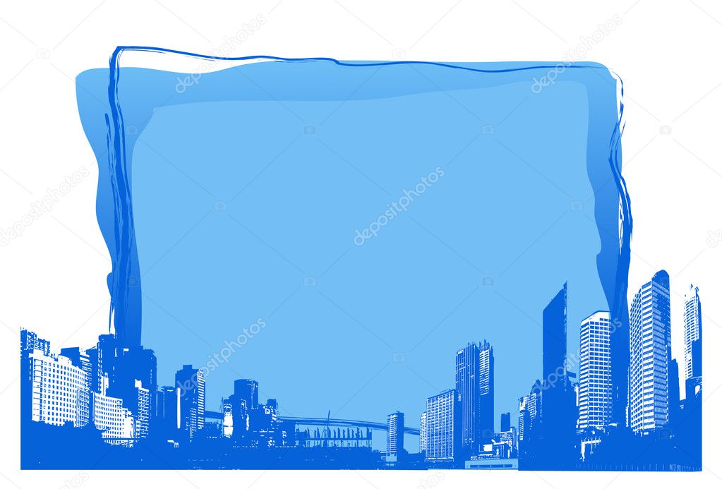 Panorama of skyscrapers with place for text. Vector art.