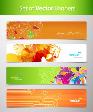 Set of abstract colorful web headers. clipart