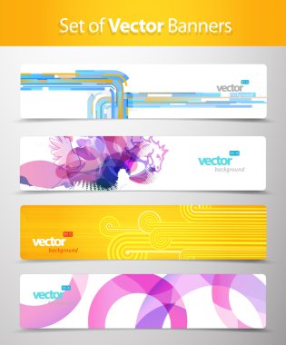 Set of abstract colorful web headers. clipart