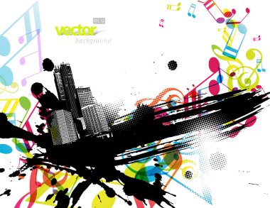 City with colored tunes. clipart
