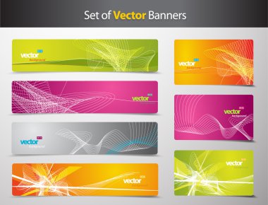 Set of abstract colorful web headers and gift cards. clipart