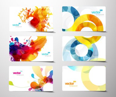 Set of abstract colorful splash gift cards. clipart