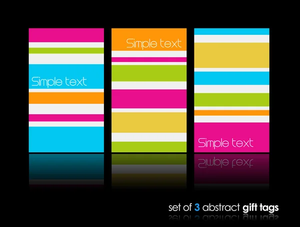 3 cartes cadeaux séparées avec des lignes . — Image vectorielle