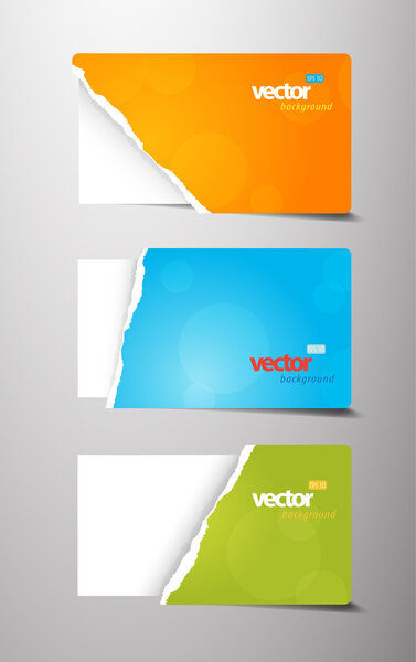 Set of teared gift cards.
