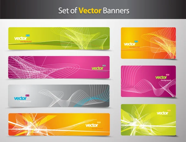 Set van abstracte kleurrijke web kopteksten en kaarten van de gift. — Stockvector