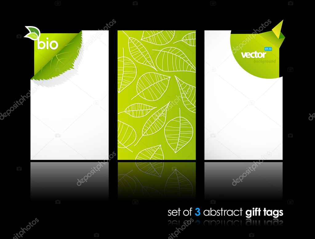 Set of nature gift cards with reflection.