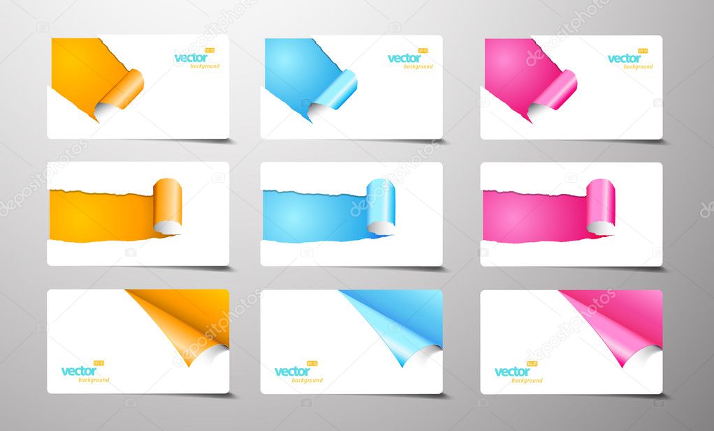 Set of gift cards with rolled corners.