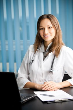 Young happy smiling successful female doctor clipart