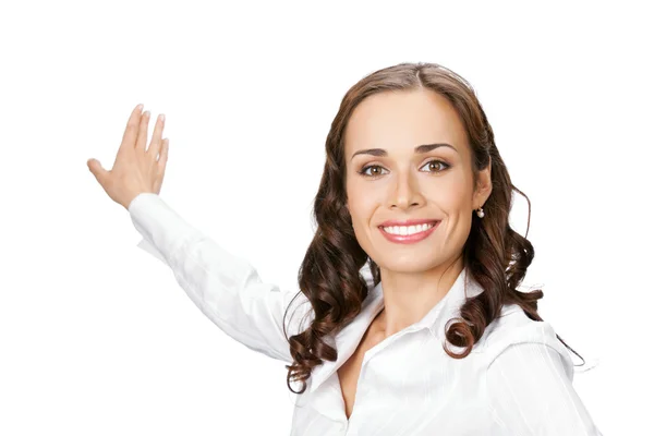 Lächelnde Geschäftsfrau auf weißem Hintergrund — Stockfoto