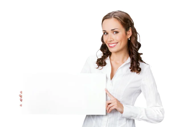 Sorrindo mulher de negócios no fundo branco — Fotografia de Stock