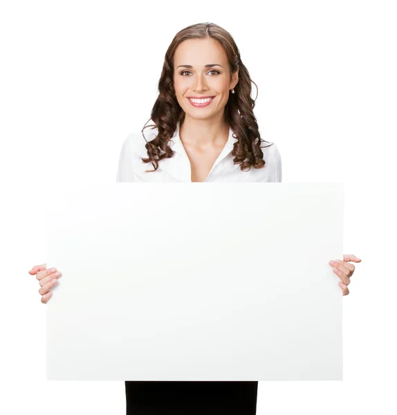Усміхнена ділова жінка на білому тлі — стокове фото