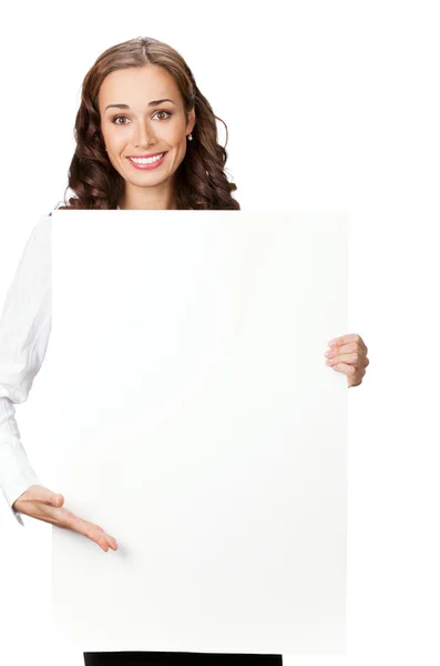 Улыбающаяся деловая женщина на белом фоне — стоковое фото