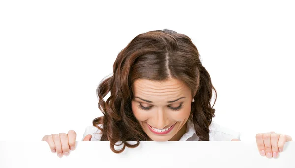 Sorrindo mulher de negócios no fundo branco — Fotografia de Stock