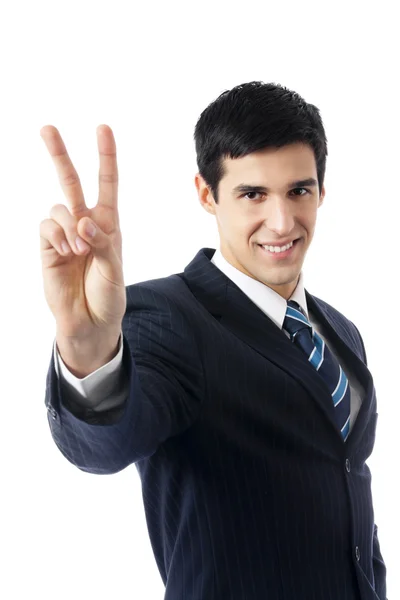 Happy smiling businessman, on white — Stock Photo, Image